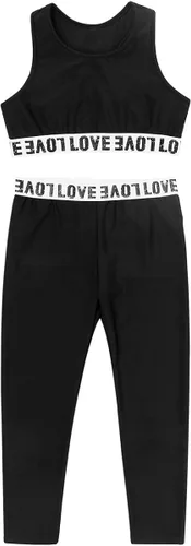 Vista 3 de iiniim Chándal atlético para niños y niñas, brasier deportivo con leggings, gimnasio, entrenamiento, para yoga, correr, ciclismo