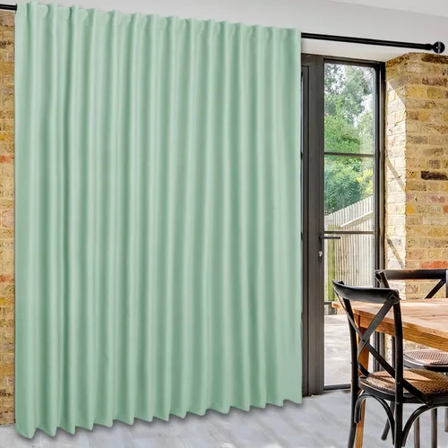 Vista 11 de DWCN Cortina opaca divisora de privacidad para puerta corrediza de patio, cortinas térmicas extra anchas con pestaña trasera y bolsillo para barra