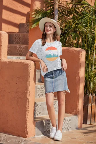 Vista 6 de Camiseta de aventura para mujer, para senderismo, senderismo, entrenamiento, casual, al aire libre, atlética, de manga corta