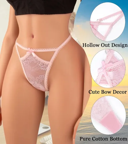 Vista 4 de Tanga en T para mujer, bragas de cintura baja, ropa interior sexy
