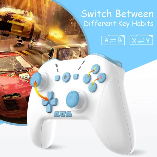 Vista 2 de Bluetooth Controller Wireless for SwitchPhonePCAndroidIOSMACTV, Remote Game Controller with Custom Programmable ButtonWake UpTurboScreenshotGyro