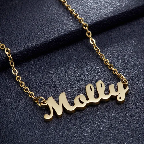 Vista 6 de Ldurian Valentine's Day Gifts Name Necklace Name Pendant Necklace Christmas Gifts 14K Gold Dainty Name Plate Necklaces Birthday Jewelry Gift for