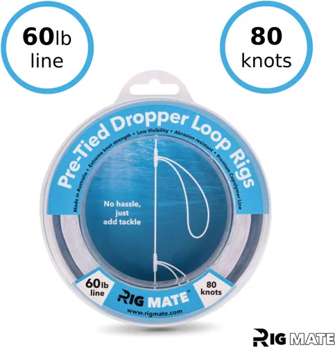 Vista 3 de Aparejos de bucle colgante preatados de 60 libras. Carrete de línea de pesca. Bucles separados 18 pulgadas con tamaño de bucle de 5.5 pulgadas.