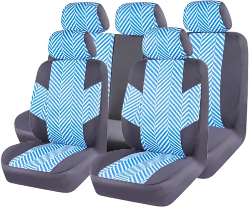 Vista 10 de CAR PASS Juego Universal de Fundas Deportivas para Asientos de Coche, Fundas de Asiento de Tela Transpirable y Cómodas, Juego Completo con Negro rojo