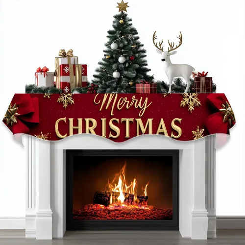 Vista 13 de BVBOX Bufanda Decorativa para Repisa de Chimenea Navideña, Cubierta Corredor para Repisa de Chimenea de Navidad e Invierno