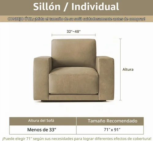 Vista 6 de MYSKY HOME Fundas para sillón, funda para silla reclinable, color beige, fundas de sofá para sofá modular en forma de L, fundas de sofá de gran
