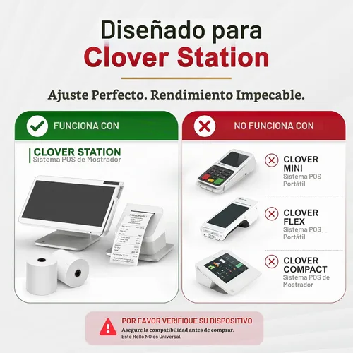 Vista 2 de Rollos de Papel Térmico de Recibo 3 1/8" x 230' para Clover Station (06 rollos)