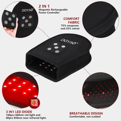 Vista 3 de DGXINJUN Terapia de luz roja inalámbrica para dedos de mano, alivio del dolor de palma, dispositivos de terapia de luz infrarroja cercana, portátil