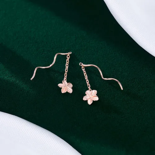 Vista 6 de SLUYNZ Aretes colgantes de plata de ley 925 con borlas y flores de plumeria, para mujeres, adolescentes, flores, aretes colgantes de cadena