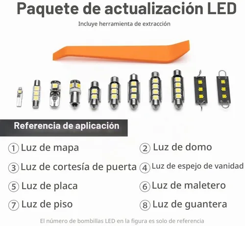 Vista 8 de 16 piezas kit de luces LED interiores para Dodge Charger 2006 2007 2008 2009 2010 Luces de mapa, domo, puerta, alféizar, maletero Super brillantes