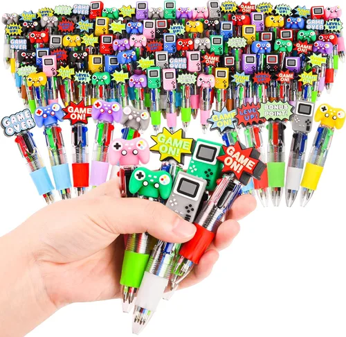 Vista 6 de LiYiQ 25 Piezas Bolígrafos Multicolores de Videojuegos en Uno de Dibujos Animados Lindos y Divertidos 4-en-1 Bolígrafos Lindos a Granel Kawaii