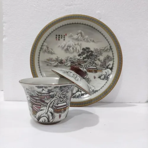 Vista 3 de Ru Kiln Ceramic Gaiwan, 145ml 4.7oz, Large Capacity Chinese Style with Lid Household Kung Fu Tea Set