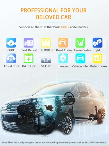 Vista 2 de Escáner OBD2 - Herramienta de diagnóstico para lector de códigos de automóvil para comprobar la luz del motor, lector de códigos de fallas