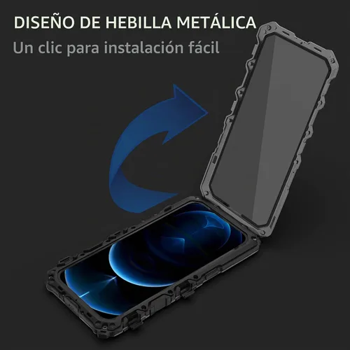 Vista 7 de Simicoo Samsung S23 Ultra - Funda de metal para parachoques, color negro, resistente Armor Defender con Gorilla Glass integrado, protección de grado