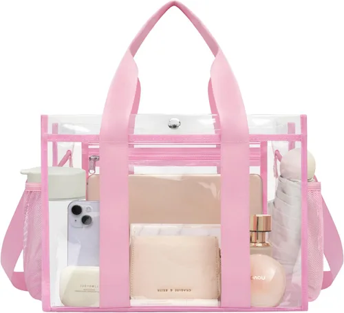 Vista 11 de BAGAIL Bolsa transparente, aprobada para estadios, con bolsillo interior, bolsa de viaje transparente para eventos deportivos, conciertos, trabajo