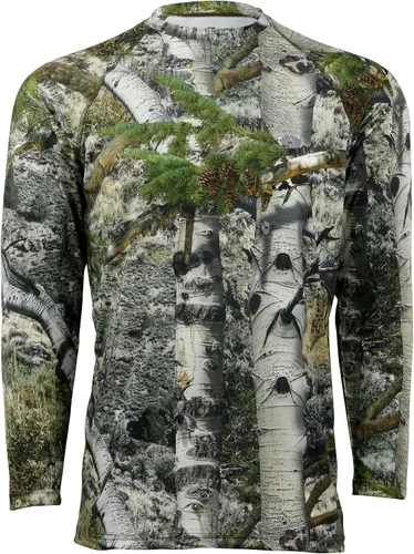 Vista 14 de Camisas Mossy Oak de caza para hombre, de manga larga, con camuflaje Bottomland