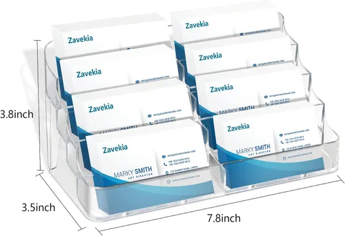 Vista 2 de zavekia Paquete de 2 tarjetas de visita, 8 bolsillos acrílicos para escritorio