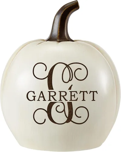 Vista 10 de Let's Make Memories - Calabaza personalizable con luz y apellido familiar e inicial para decoración otoñal de Halloween, para interiores y Naranja