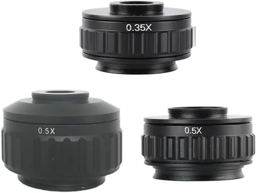 Vista 2 de Adaptador de cámara de microscopio de lente de montaje en C 0.35X 0.5X para microscopio estéreo trinocular de enfoque de video conector de puerto