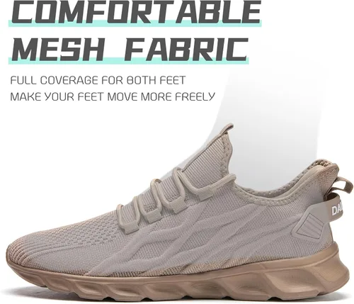 Vista 3 de QIJGS Zapatos deportivos de correr para hombre, para gimnasio, tenis, atléticos, de malla, ligeros, deportivos, a la moda, para entrenamiento