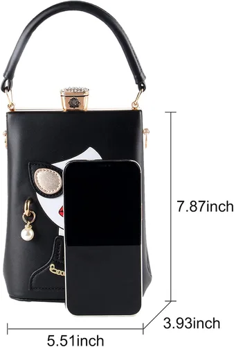 Vista 2 de KUANG! Women Novelty Lady Face Shoulder Bags Funky PU Leather Top Handle Satchel Handbags Clutch Purse for Women