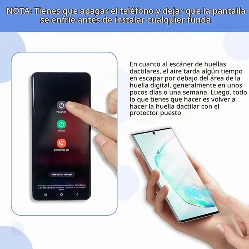 Vista 7 de Paquete de 3 protectores de pantalla de vidrio templado aplicables para Samsung Galaxy Note 10plus de 6.8 pulgadas, compatible con identificación
