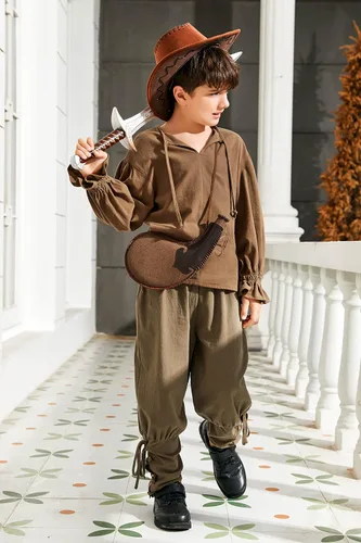 Vista 4 de Bbalizko Camisa de disfraz de pirata medieval para niños, renacentista, medieval, con volantes, manga larga, para Halloween, jacobita escocesa
