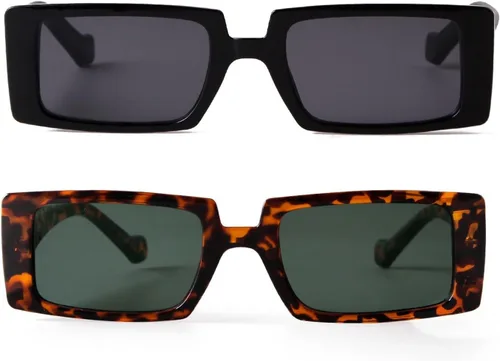 Vista 4 de Gafas de sol GIFIORE rectangulares para mujer, gafas de sol modernas estilo retro, gafas con montura ancha y con protección UV400