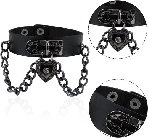 Vista 5 de Pulseras de cuero con tachuelas de pico, con tachuelas emo, punk, góticas, góticas, para mujeres y hombres