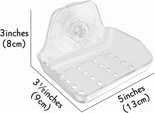Vista 2 de Jabonera autoadhesiva para montar en la pared, protector de jabón de plástico, soporte de esponja para pared de ducha, baño, cocina (transparente A))
