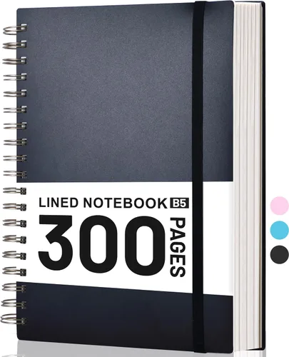 Vista 9 de Yoment B5 - Cuaderno de espiral con rayas universitarias de 7.3" x 10.15", diario de 300 páginas, cuadernos de espiral rayados con papel grueso