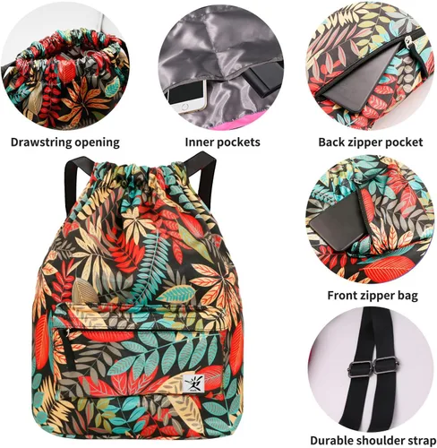 Vista 3 de Bolsa impermeable con cordón para ir al gimnasio o la playa, o practicar deportes, unisex
