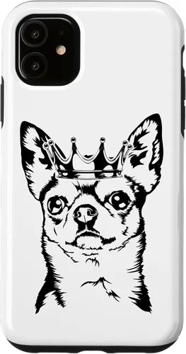 Vista 5 de Funda divertida para iPhone 14 con diseño de Chihuahua orgulloso con corona perro mamá perro
