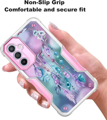 Vista 3 de Compatible con Samsung Galaxy S23, funda híbrida de doble capa con diseño gráfico resistente para Samsung Galaxy S23 (atrapasueños)