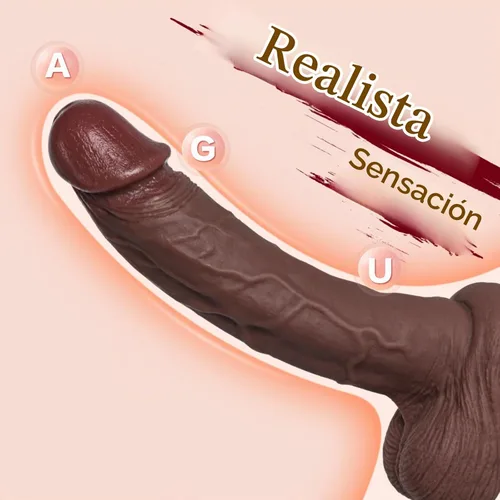 Vista 3 de Consolador realista ideal para principiantes, diseño de silicona con potente ventosa para placer anal y punto G sin manos, juguete anal