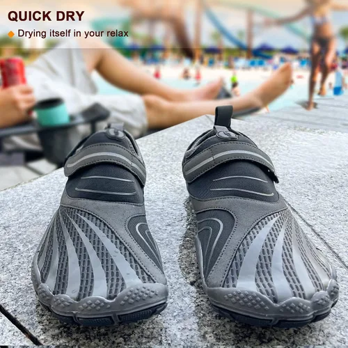 Vista 9 de KEMISANT Zapatos de agua para hombre, unisex, zapatos acuáticos descalzos para hombres y mujeres, para playa, natación, deportes acuáticos