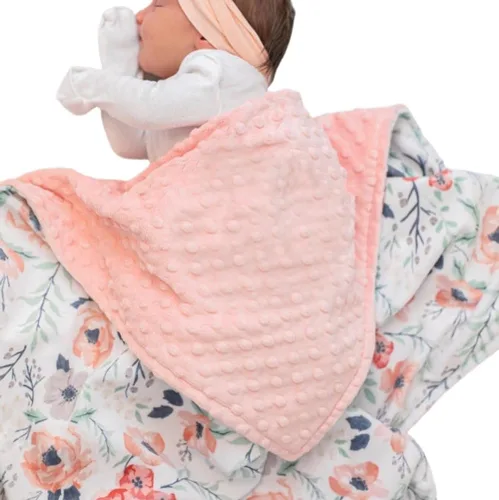 Vista 9 de Manta Bee Minky - Felpa suave de doble capa, de recién nacido a niño pequeño, respaldo con puntos, regalos para baby shower (30 x 40 pulgadas)