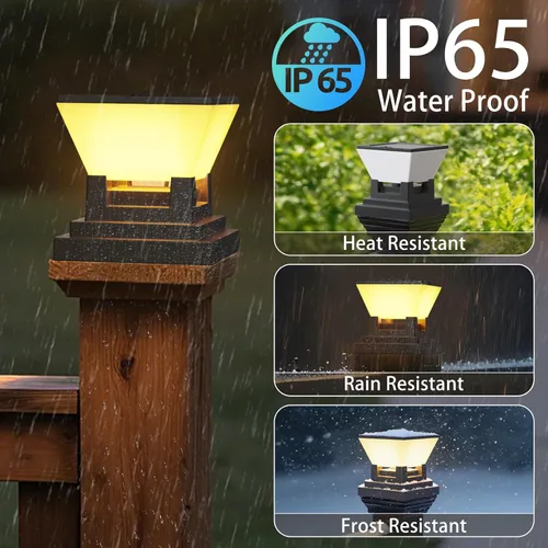 Vista 3 de Luces solares para tapa de poste – Paquete de 2 luces solares para postes de madera y vinilo de 4 x 4, 5 x 5, 6 x 6 pulgadas, impermeable IP65