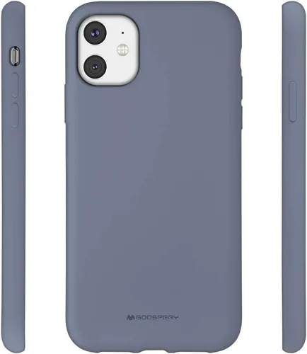 Vista 2 de GOOSPERY Funda de silicona líquida para Apple iPhone 11 (6.1 pulgadas), funda protectora de goma con forro de microfibra suave (gris lavanda)