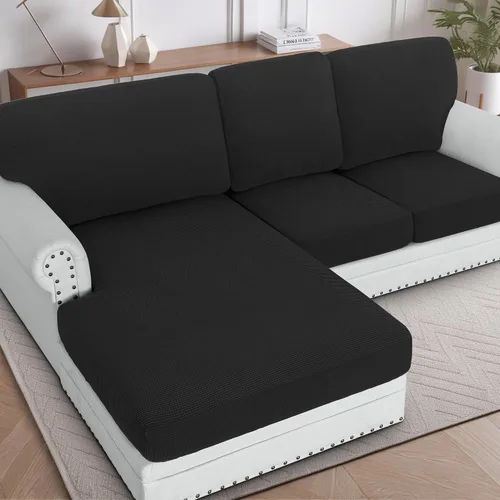 Vista 20 de H.Versailtex - Funda de sofá seccional de 1 pieza, funda deslizante para chaise con forma de L, funda de cojín separada para sofá seccional tanto