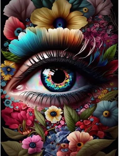 Vista 7 de Pintura de diamantes 5D pestañas de ojos de colores por números, kits de pintura con diamantes, arte de cristal, manualidades, taladro completo
