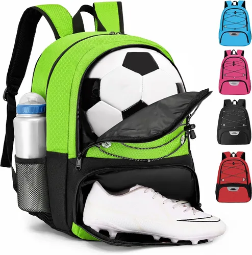 Vista 17 de Hsmihair - Mochila de fútbol juvenil - Mochila para fútbol y baloncesto, con compartimento para pelota y tacos separados