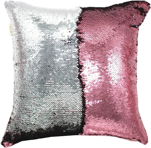 Vista 24 de MOCOFO Fundas de almohada decorativas de lentejuelas mágicas reversibles 16x16-2 de plata a oro + 2 de oro a negro de ante premium para habitación 4