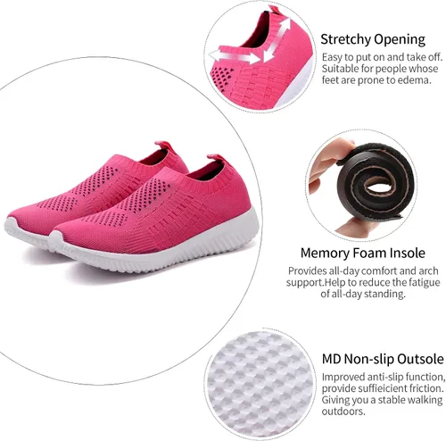 Vista 3 de TIOSEBON Zapatos deportivos para caminar para mujer, de tela informal, cómodas para trabajar.