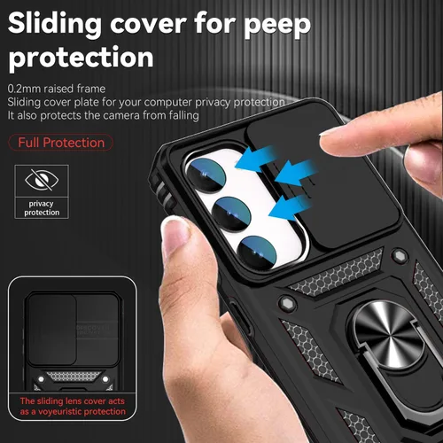 Vista 4 de Funda para Samsung Galaxy S23 FE con cubierta deslizante para cámara con protector de pantalla HD [grado militar de 16 pies probada en caídas] Funda