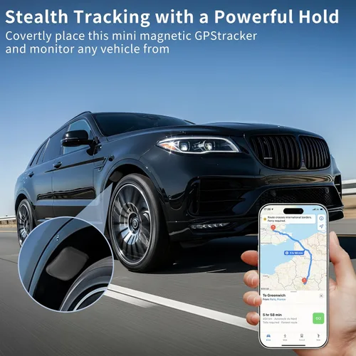 Vista 2 de Rastreador GPS para vehículos, funciona con Android e iOS, Apple Find My, sin tarifa mensual ni suscripción, dispositivo de seguimiento magnético