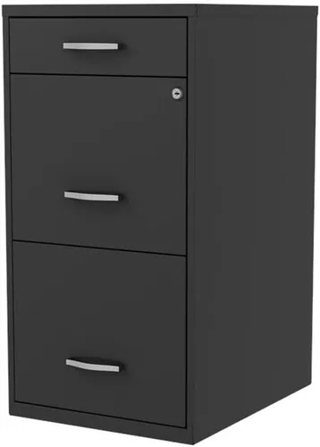 Vista 3 de UrbanPro Archivador de metal de 3 cajones, 18 pulgadas de profundidad x 14.25 pulgadas de ancho x 27.32 pulgadas de alto, acabado negro, organizador