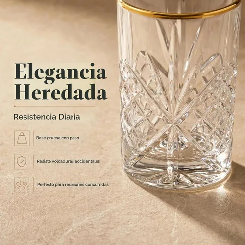 Vista 3 de Godinger Highball - Vasos para beber, banda dorada, Dublín, juego de 4