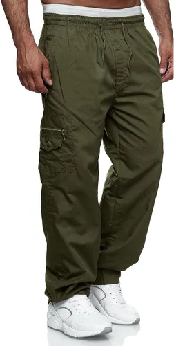 Vista 3 de THWEI Pantalones cargo para hombre, casuales, con cordón, atléticos, jogger, deportivos, pantalones para exteriores Verde militar