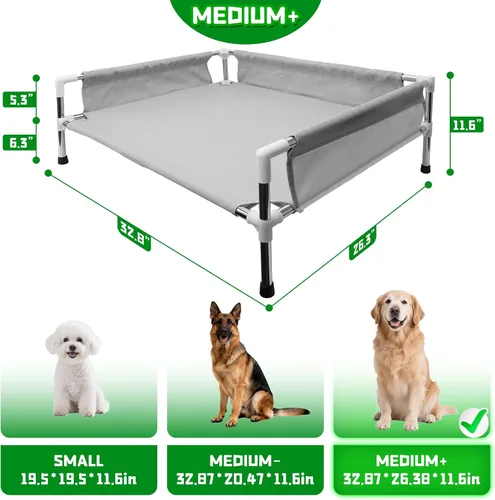 Vista 5 de Makerfire Cama elevada para perro, sofá cama elevada para perros medianos, cuna refrescante desmontable para interiores y exteriores, con patas